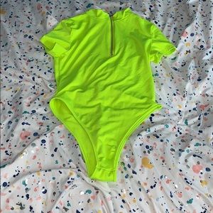 Neon zipper bodysuit